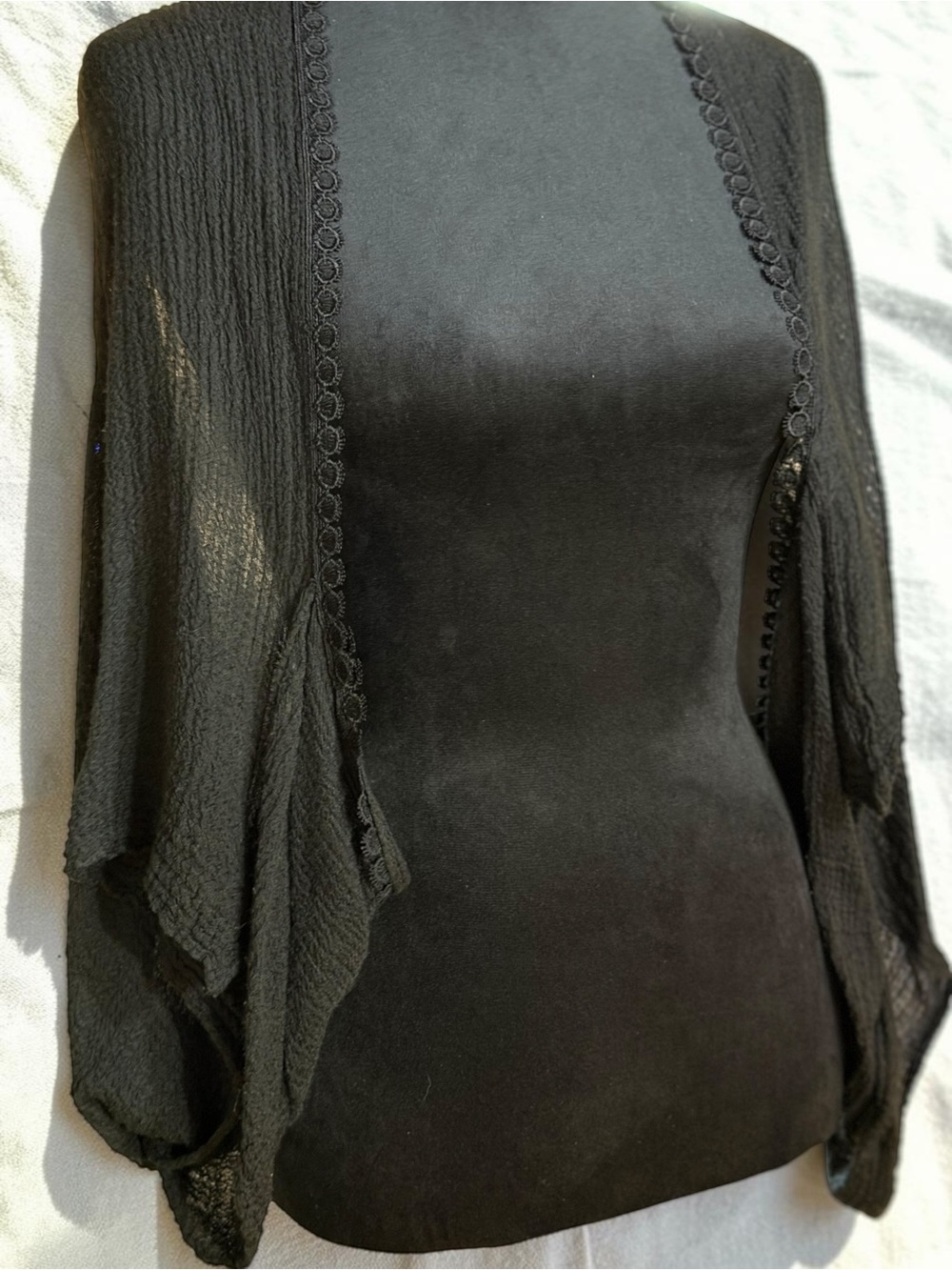 Vince Camuto Black Textured Kimono Cardigan Wrap One Size